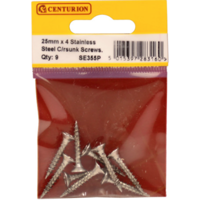Stainless Steel Countersunk Screws 4mm x 25mm 9pc CRCS Head ...